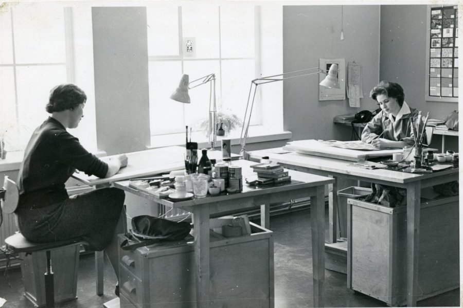 フォルッサに設立したフィンレイソンのデザインアトリエ（1950年代の様子