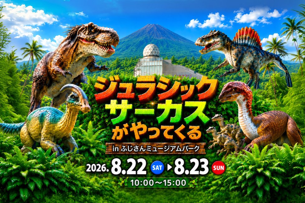 【２０２６年８月２２日（土）・２３日（日）】　ふじさんミュージアムパークにジュラシックサーカスがやってくる！